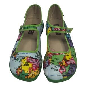 HOT CHOCOLATE DESIGN Chocolatica 39/9 Bon Voyage Map Comfy Vegan Mary Jane Flats